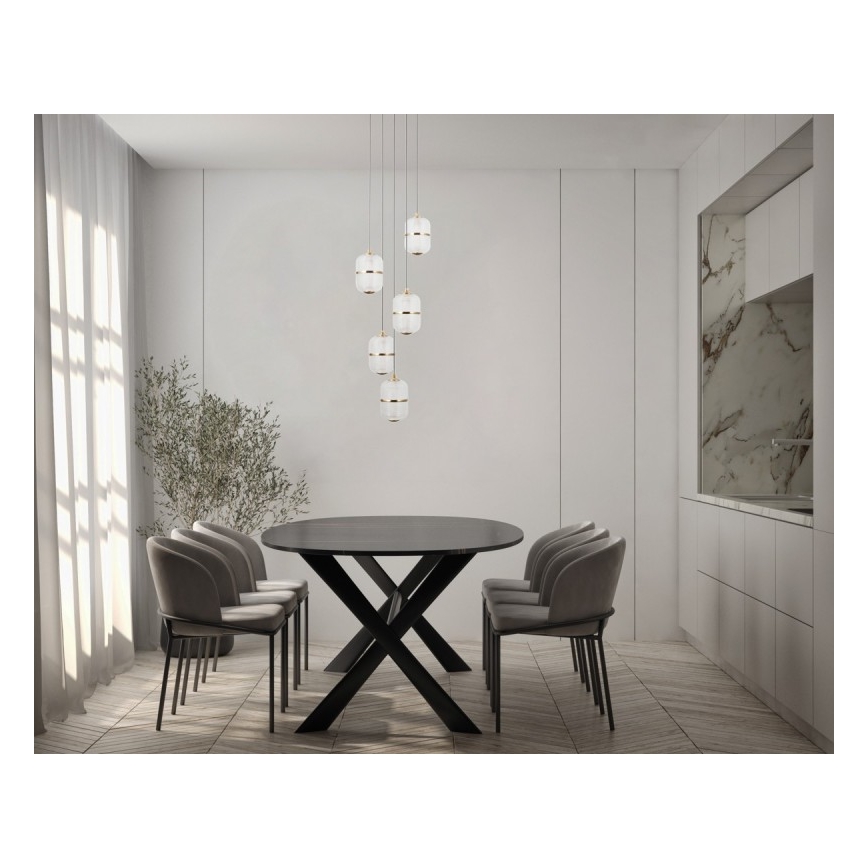 ITALUX - LED-pendellampa ALANI på vajer 5xLED/5,6W/230V 3000K svart/guld