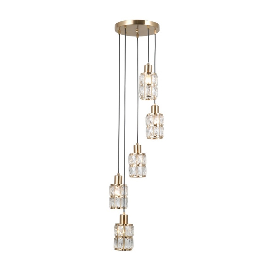 ITALUX - Ljuskrona med vajer ALMA 5xE27/40W/230V, guldfinish