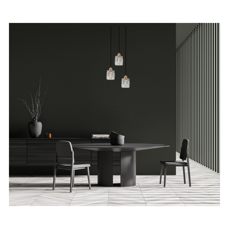 ITALUX - Pendellampa på vajer TORNO 3xE14/40W/230V svart/guld