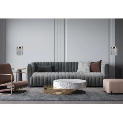 ITALUX - Ljuskrona med textilsladd SABRIGA 1xE14/40W/230V matt krom