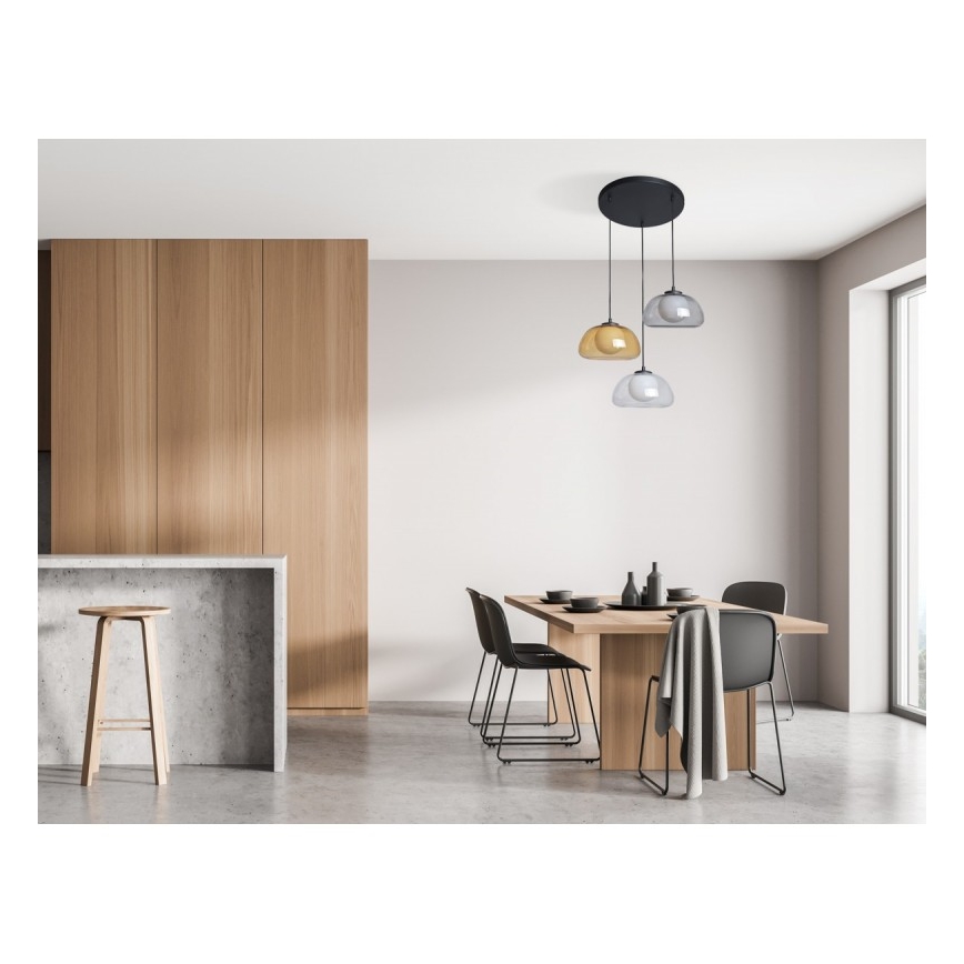 ITALUX - Pendellampa med vajerupphängning AINALE 3xG9/7W/230V svart/klar/rökfärgad beige/grå