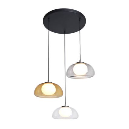 ITALUX - Pendellampa med vajerupphängning AINALE 3xG9/7W/230V svart/klar/rökfärgad beige/grå