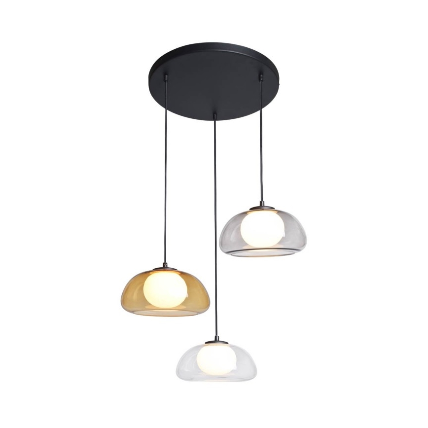 ITALUX - Pendellampa med vajerupphängning AINALE 3xG9/7W/230V svart/klar/rökfärgad beige/grå