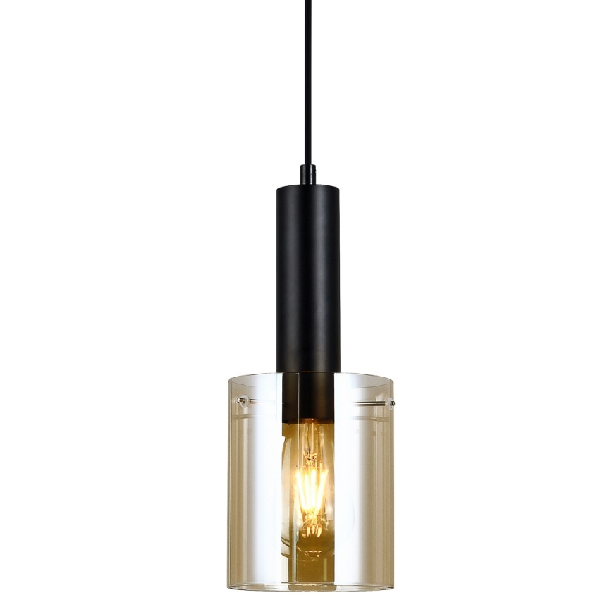 ITALUX - Ljuskrona med textilsladd SARDO 1xE27/40W/230V svart/guld