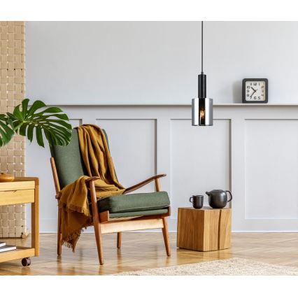 ITALUX - Ljuskrona med textilsladd SARDO 1xE27/40W/230V svart