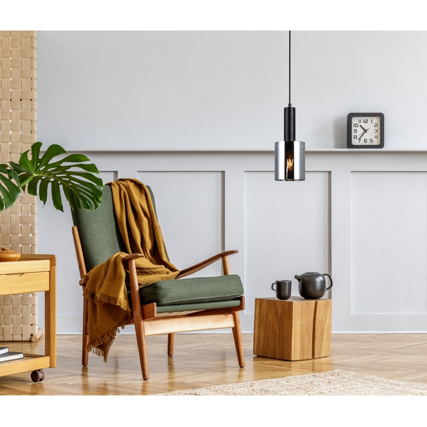 ITALUX - Ljuskrona med textilsladd SARDO 1xE27/40W/230V svart