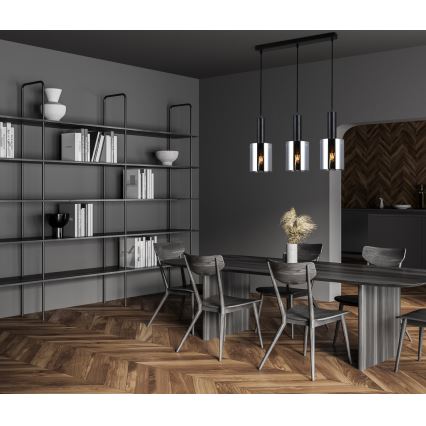 ITALUX - Ljuskrona med textilsladd SARDO 3xE27/40W/230V svart