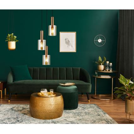 ITALUX - Ljuskrona med textilsladd SARDO 3xE27/40W/230V svart/mässing