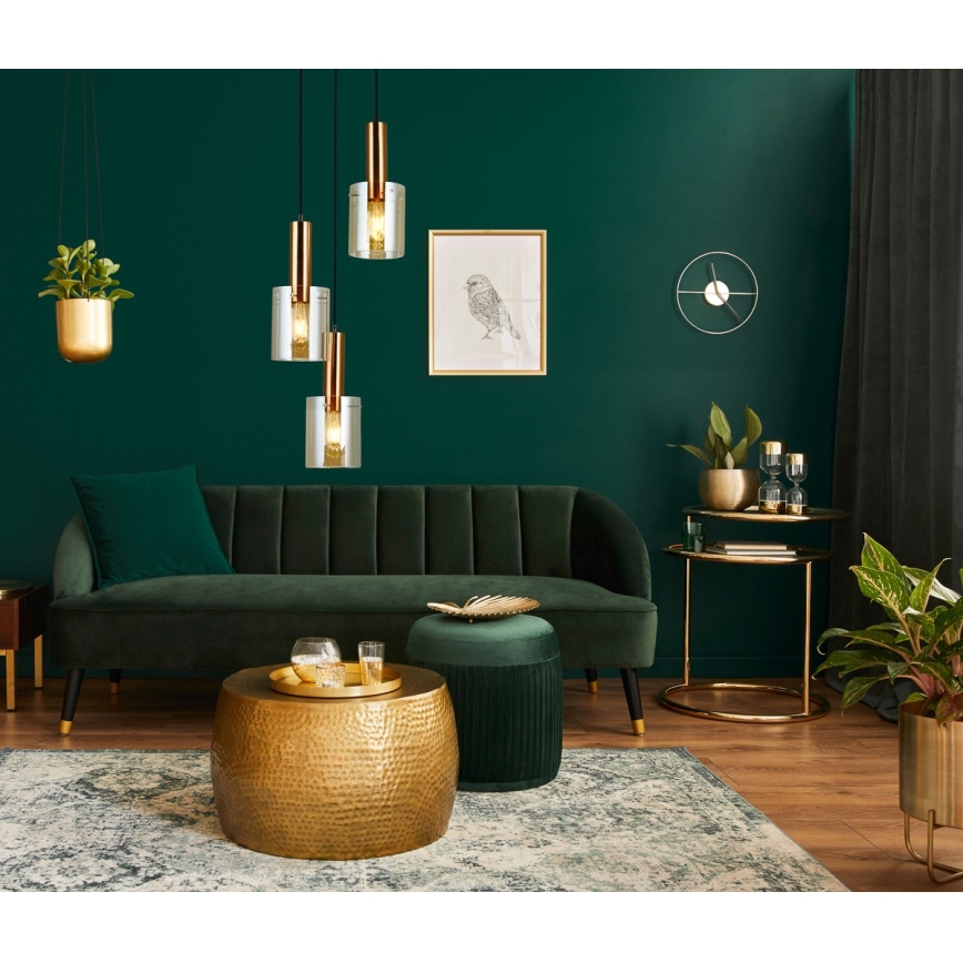 ITALUX - Ljuskrona med textilsladd SARDO 3xE27/40W/230V svart/mässing