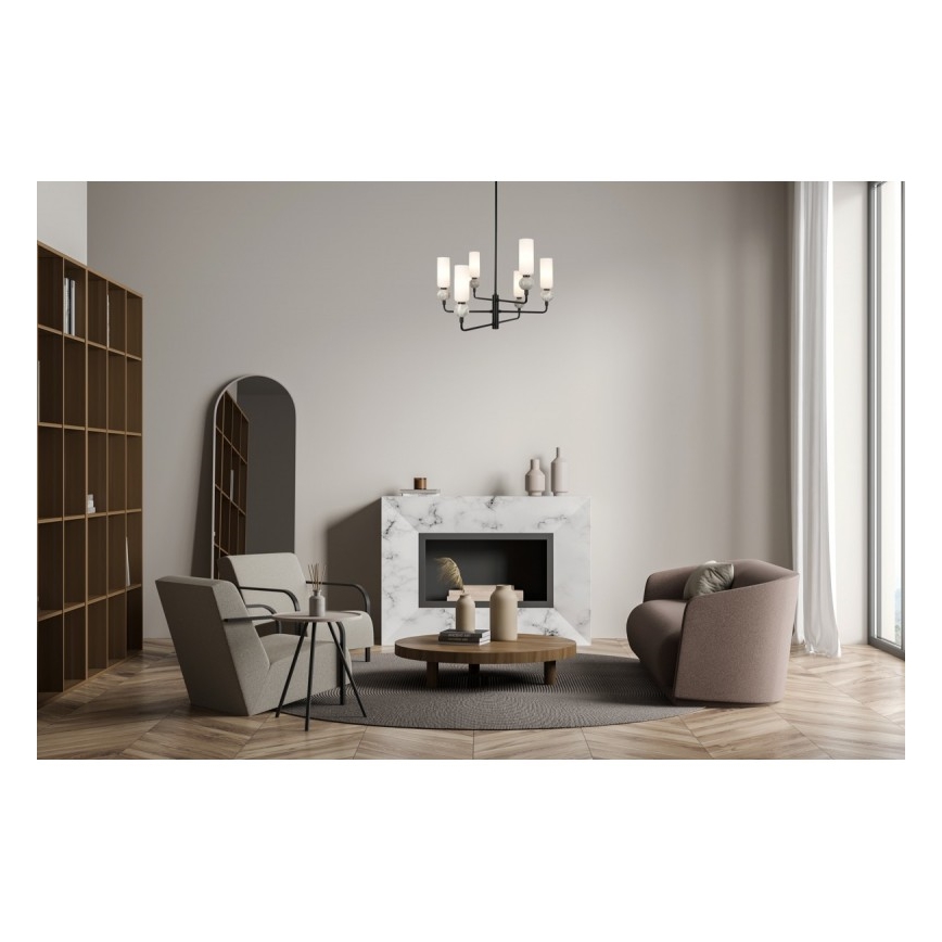 ITALUX - Taklampa på stång SANTOS 6xG9/40W/230V svart