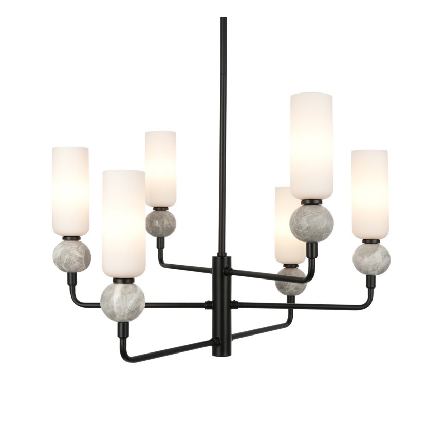 ITALUX - Taklampa på stång SANTOS 6xG9/40W/230V svart