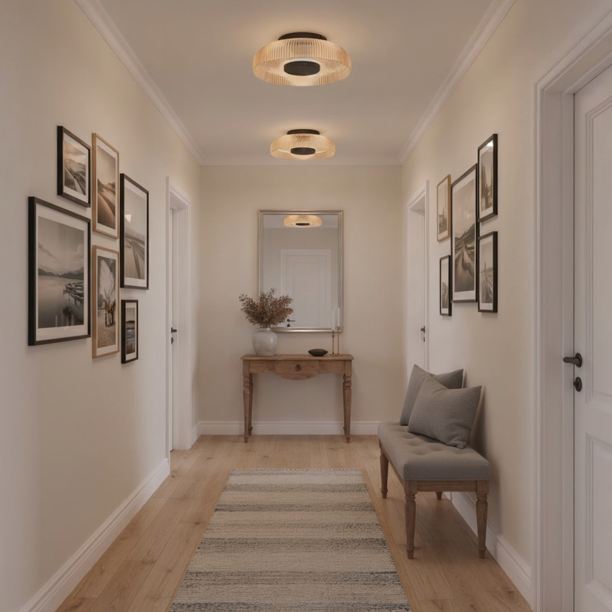 ITALUX - LED-taklampa PASSO, 8 W, 230 V, 3000 K, Ø 25 cm, rökbeige