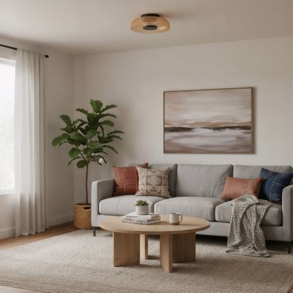 ITALUX - LED-taklampa PASSO, 8 W, 230 V, 3000 K, Ø 25 cm, rökbeige