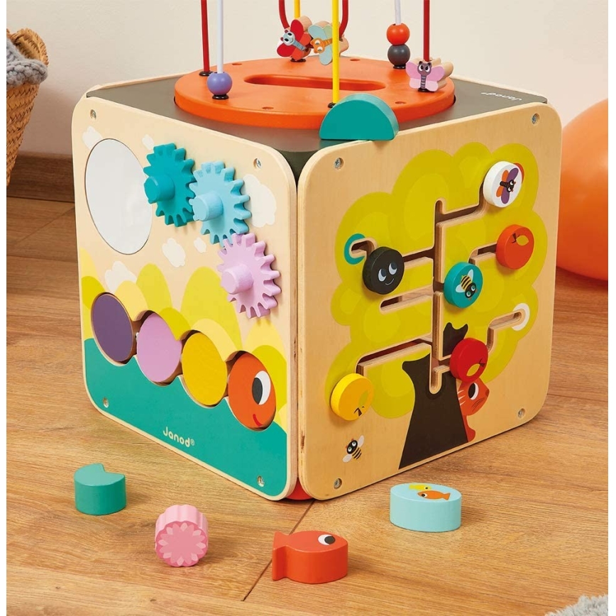 Janod - Interaktiv kub med labyrint MULTI ACTIVITY