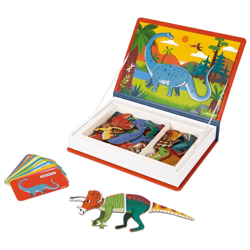 Janod - Magnetiskt interaktivt set MAGNETIBOOK dinosaurier