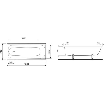 JIKA H2340600000001 - Badkar RIGA 160x70 stål/vit