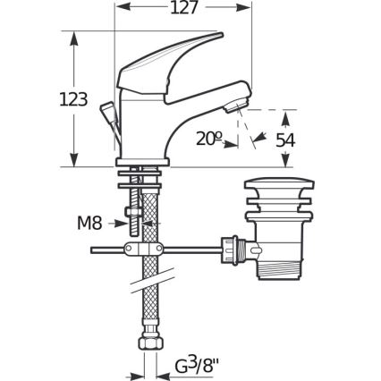 JIKA H3111N10041111 - Tvättställsblandare med bottenventil och överfyllnad TALAS 12,3 cm blank krom