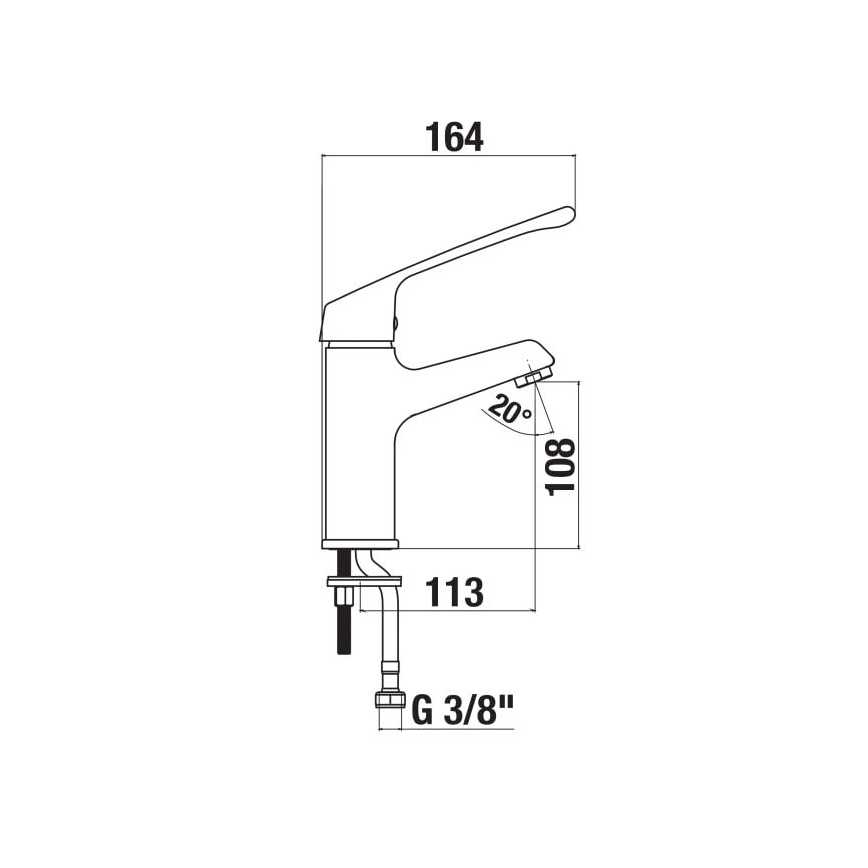 JIKA H3111W10045101 - Tvättställsblandare med medicinsk spak CUBE 16,4 cm blank krom