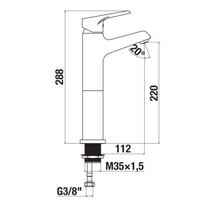 JIKA H3111W80041201 - Tvättställsblandare CUBE 28,8 cm blank krom