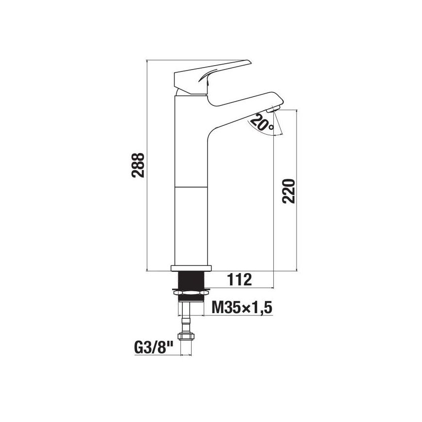 JIKA H3111W80041201 - Tvättställsblandare CUBE 28,8 cm blank krom