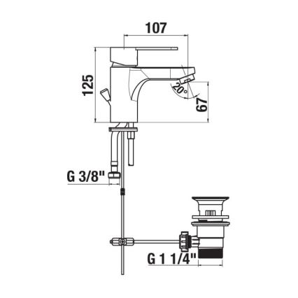JIKA H3111Z10041111 - Tvättställsblandare med bottenventil och överfyllnad LYRA 12,5 cm blank krom