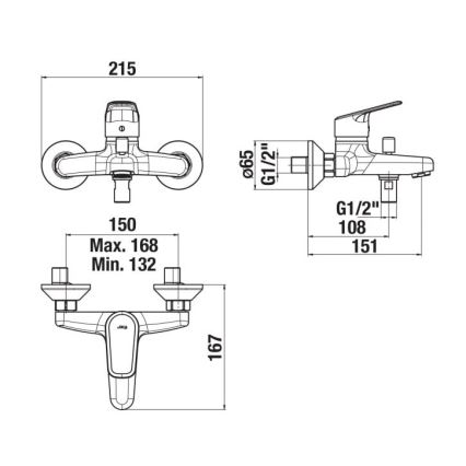 JIKA H3212E70044001 - Badkarsblandare TALAS blank krom