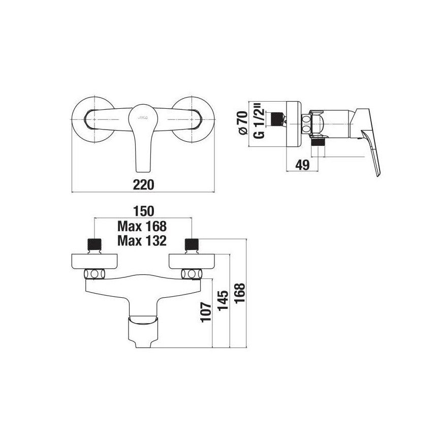 JIKA H3311W70044001 - Duschblandare CUBE blank krom