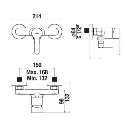 JIKA H3311Z70044001 - Duschblandare LYRA blank krom