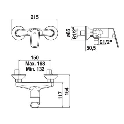 JIKA H3312E70044001 - Duschblandare TALAS blank krom