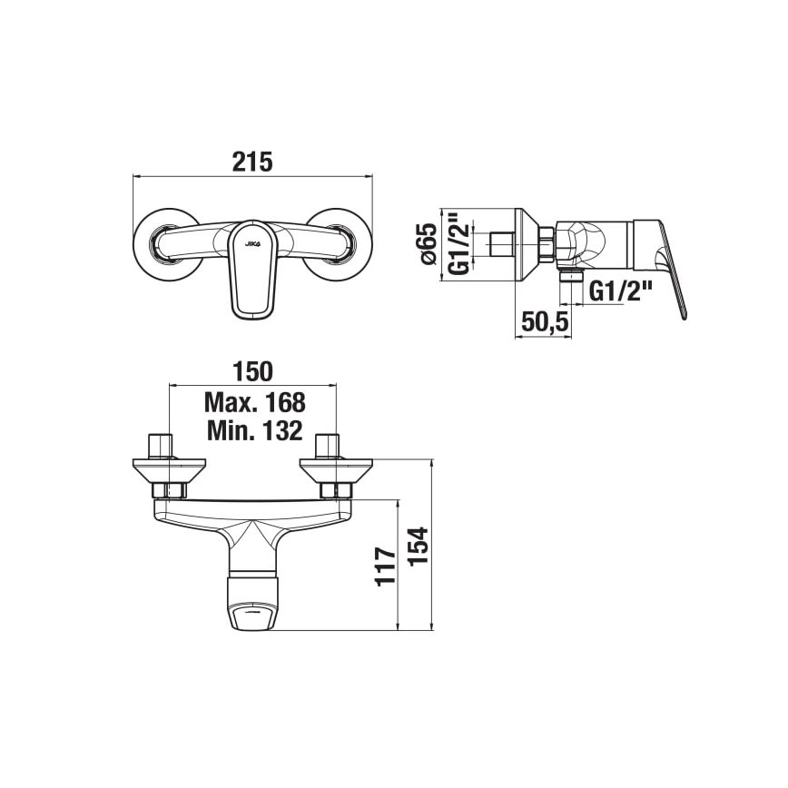 JIKA H3312E70044001 - Duschblandare TALAS blank krom