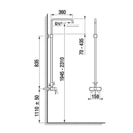 JIKA H3352770040001 - Duschset med blandare LYRA i polerad krom