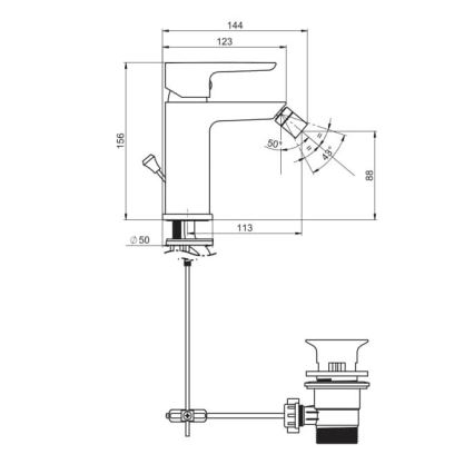 JIKA H3412H10041101 - Bidettblandare PONTA 15,6 cm blank krom