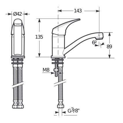 JIKA H3511N10042201 - Köksblandare TALAS 13,5 cm blank krom