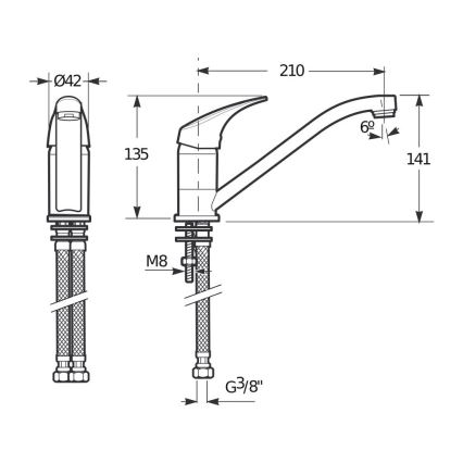 JIKA H3511N10042301 - Köksblandare TALAS 13,5 cm blank krom