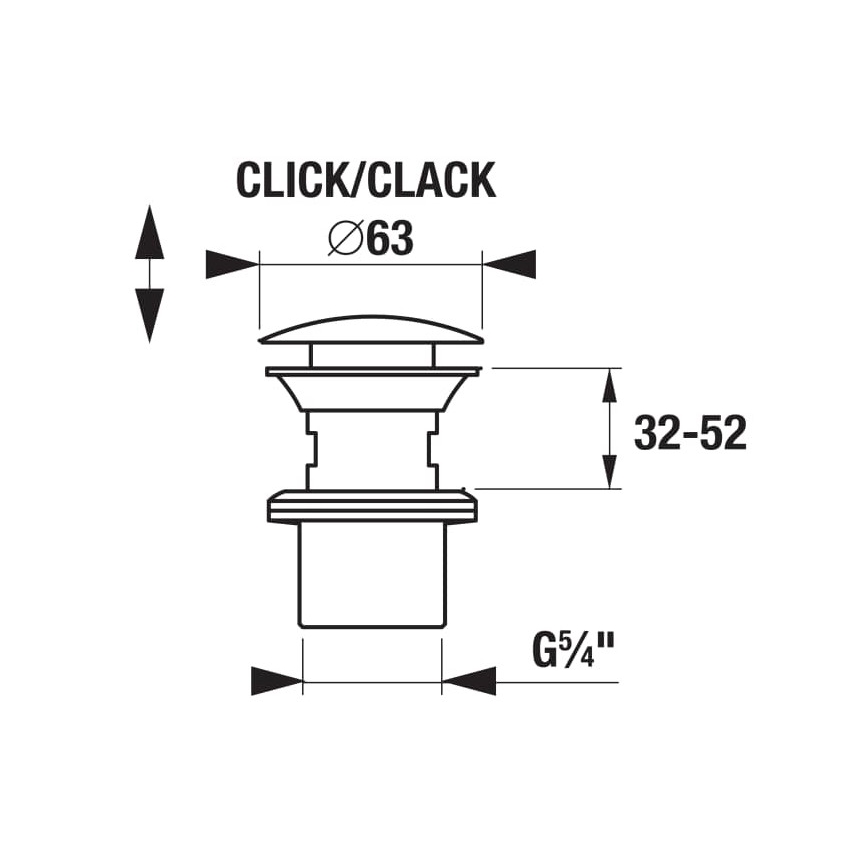 JIKA H3917100040001 - Tvättställsbottenventil CLICK-CLACK Ø 6,3 cm, blank krom
