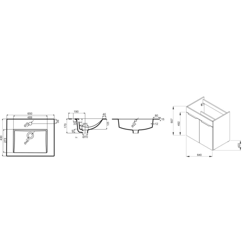 JIKA H4536011763001 - Badrumsskåp med handfat CUBE 60,7x65 cm vit