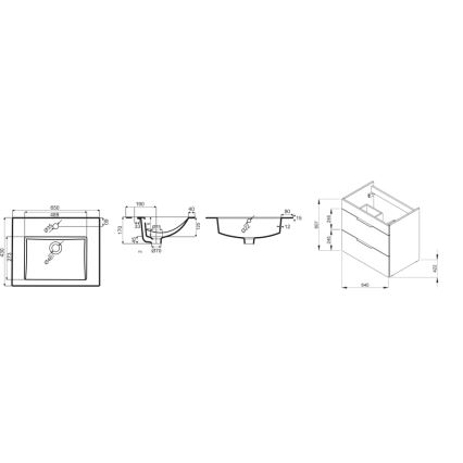 JIKA H4536021763001 - Tvättställskommod CUBE 60,7x65 cm vit