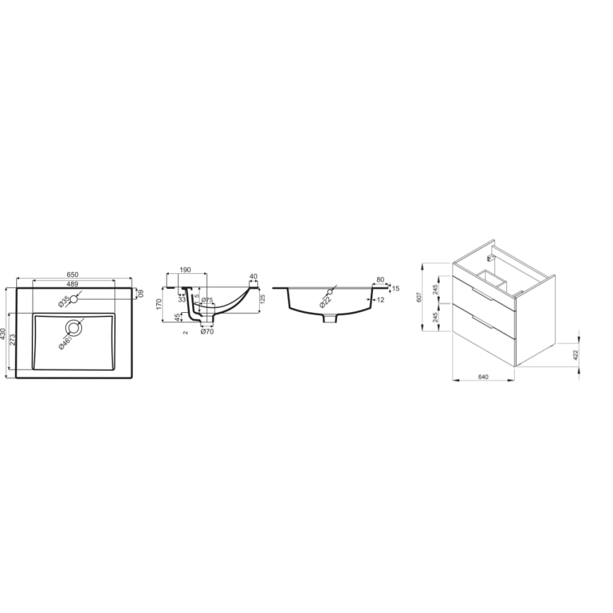 JIKA H4536021763001 - Tvättställskommod CUBE 60,7x65 cm vit