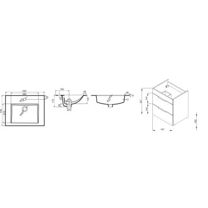 JIKA H4536111763001 - Badrumsskåp med handfat CUBE 60,7x55 cm vit