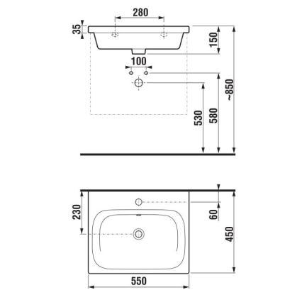 JIKA H8127120001041 - Väggmonterad handfat MIO 55x45 cm keramik/vit
