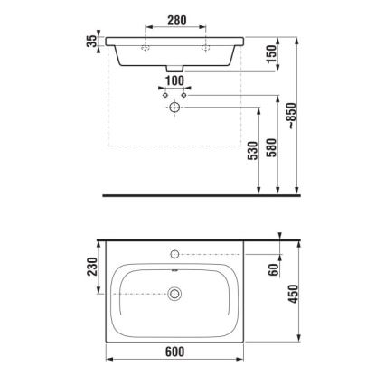 JIKA H8127130001041 - Väggmonterad handfat MIO 60x45 cm keramik/vit