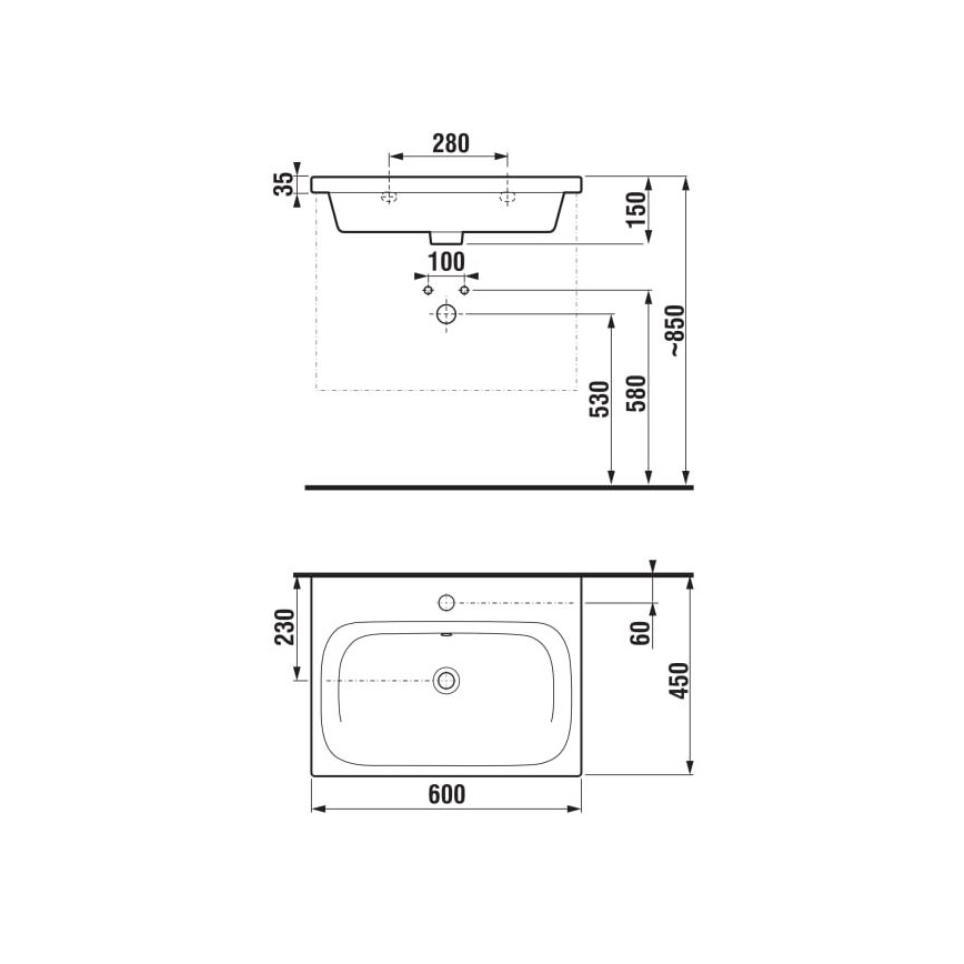JIKA H8127130001041 - Väggmonterad handfat MIO 60x45 cm keramik/vit
