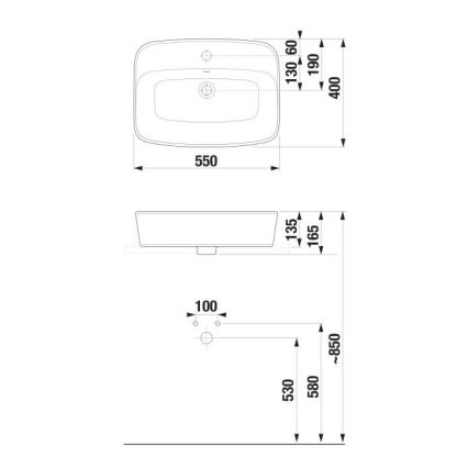 JIKA H8183827571041 - Bänkskål LYRA 55x40 cm keramik/matt vit