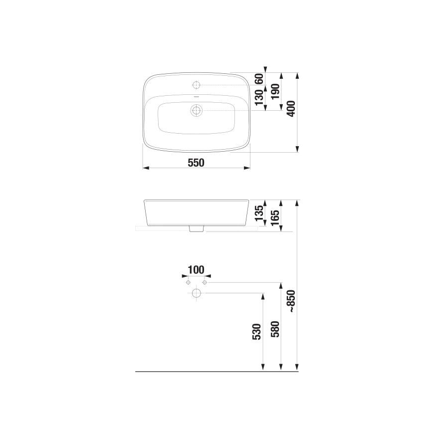 JIKA H8183827571041 - Bänkskål LYRA 55x40 cm keramik/matt vit