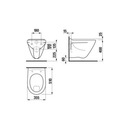 JIKA H8202280000001 - Vägghängd WC PROFI keramik/vit