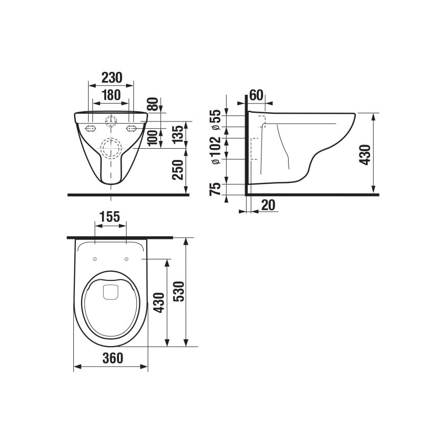 JIKA H8213840000001 - Vägghängt WC LYRA porslin/vit