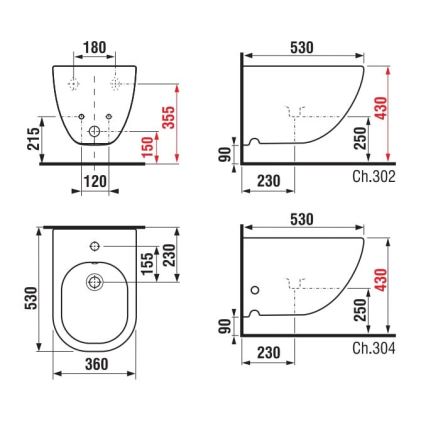 JIKA H8317121003021 - Vägghängd bidé MIO i keramik/pärlvit