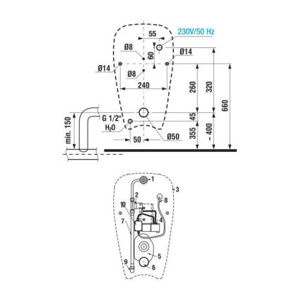 JIKA H8430700000001 - Urinal GOLEM med bakre avlopp, inlopp bakifrån, keramik/vit