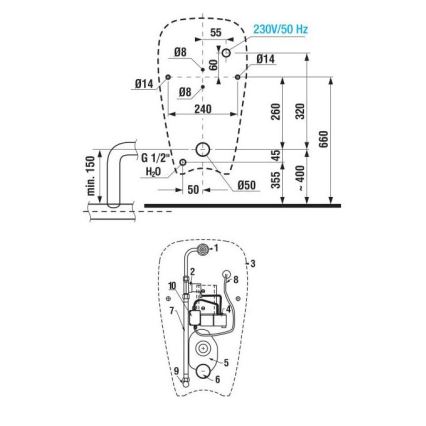JIKA H8430700004901 - Urinal med sensor GOLEM 230V, inloppsanslutning bakifrån, keramik/vit