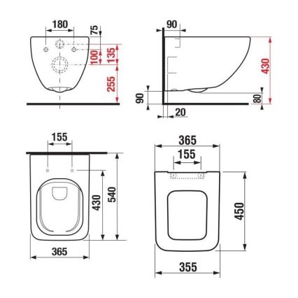 JIKA H8669540000001 - Vägghängd toalett PURE keramik/vit + toalettsits SoftClose PURE duroplast/vit